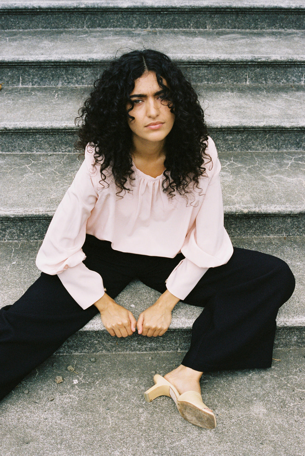 Keely top blush silk