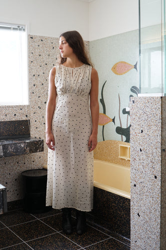 Heidi Cream Flocked spot dress