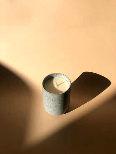 Ingrid Starnes X Fiona Mackay Hellebore candle, ceramic, washed blue
