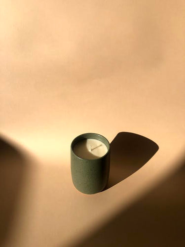 Ingrid Starnes X Fiona Mackay Hellebore candle, ceramic, sage