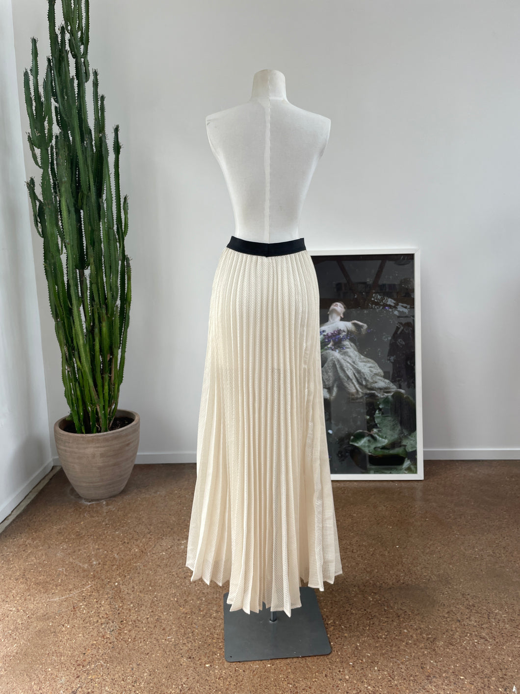 Cream check skirt