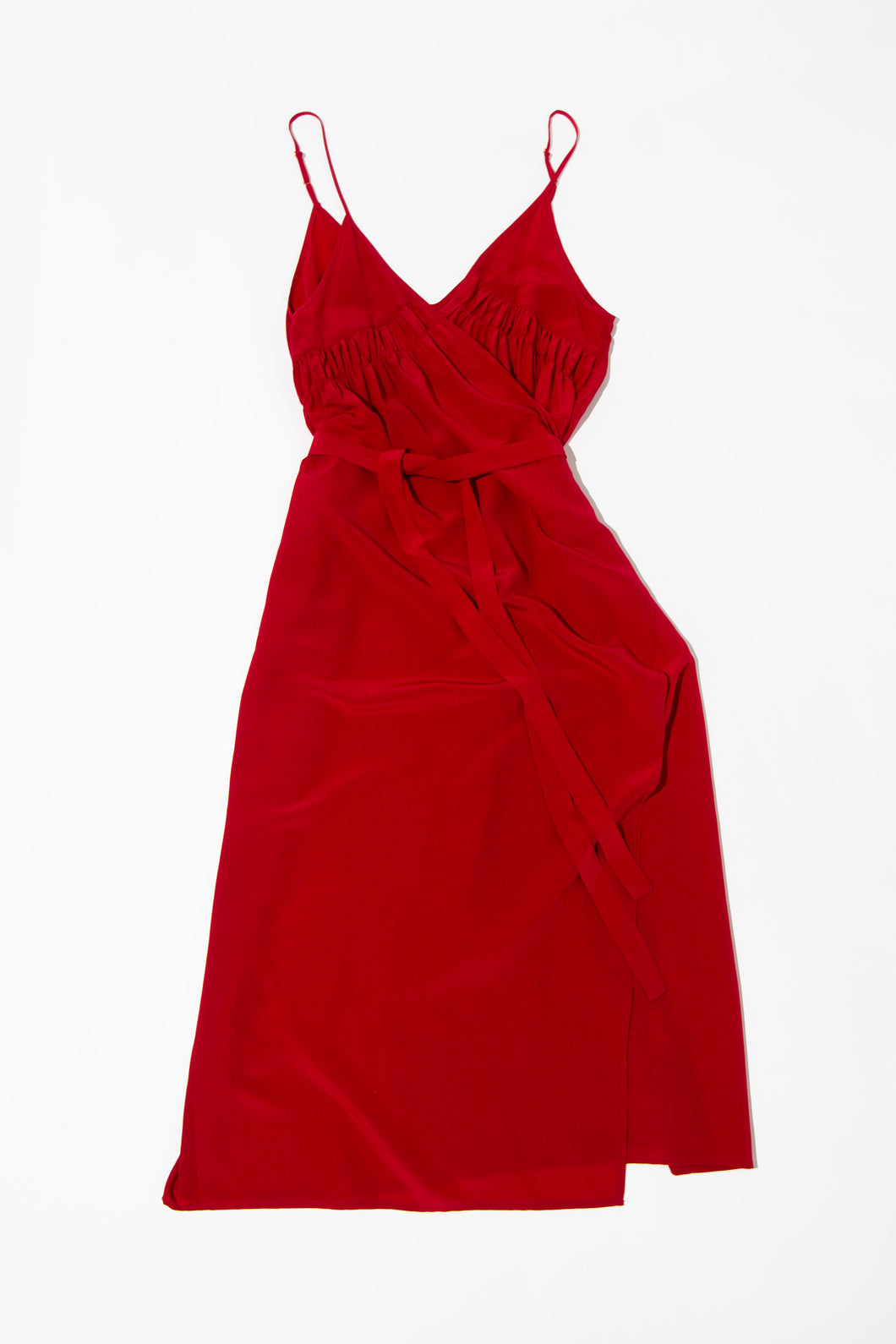 Made to order - Melancholy wrap dress, chilli silk