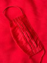 Set of two, red hammered silk mask